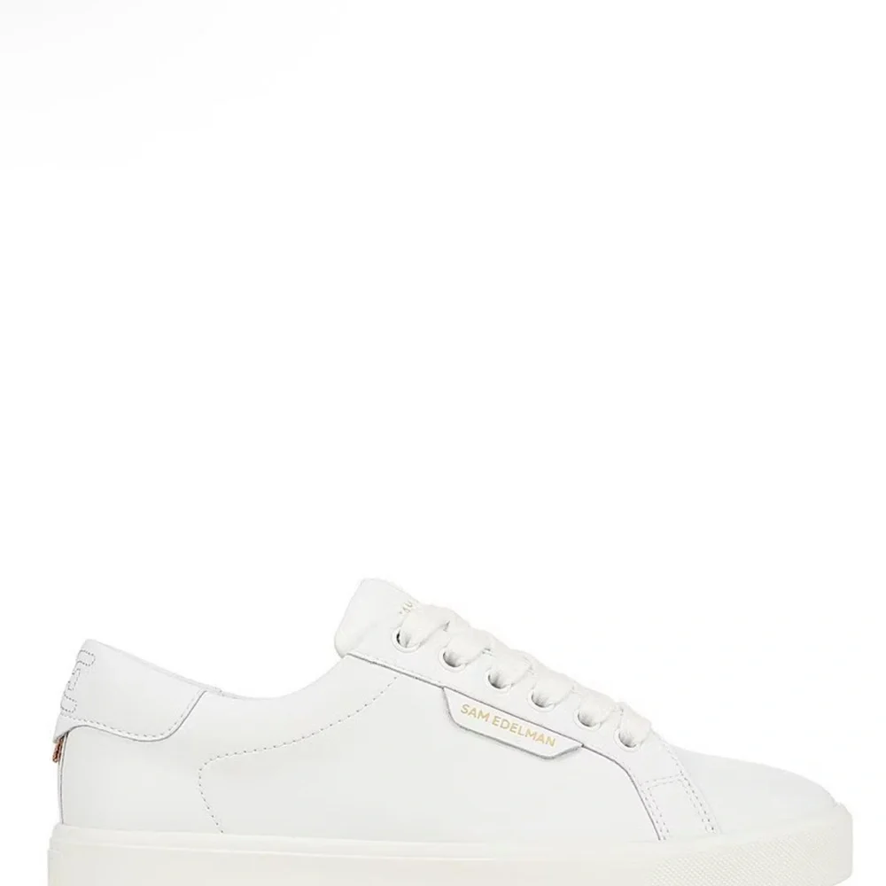 New, No Box: Sam Edelman White Leather Sneakers Ethyl Low Top Women’s Size 9 - Picture 2 of 10